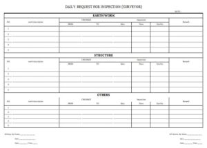 Daily Request for Inspection (Surveyor)
