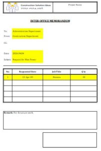 Request for Man Power (Inter Office Memorandum)